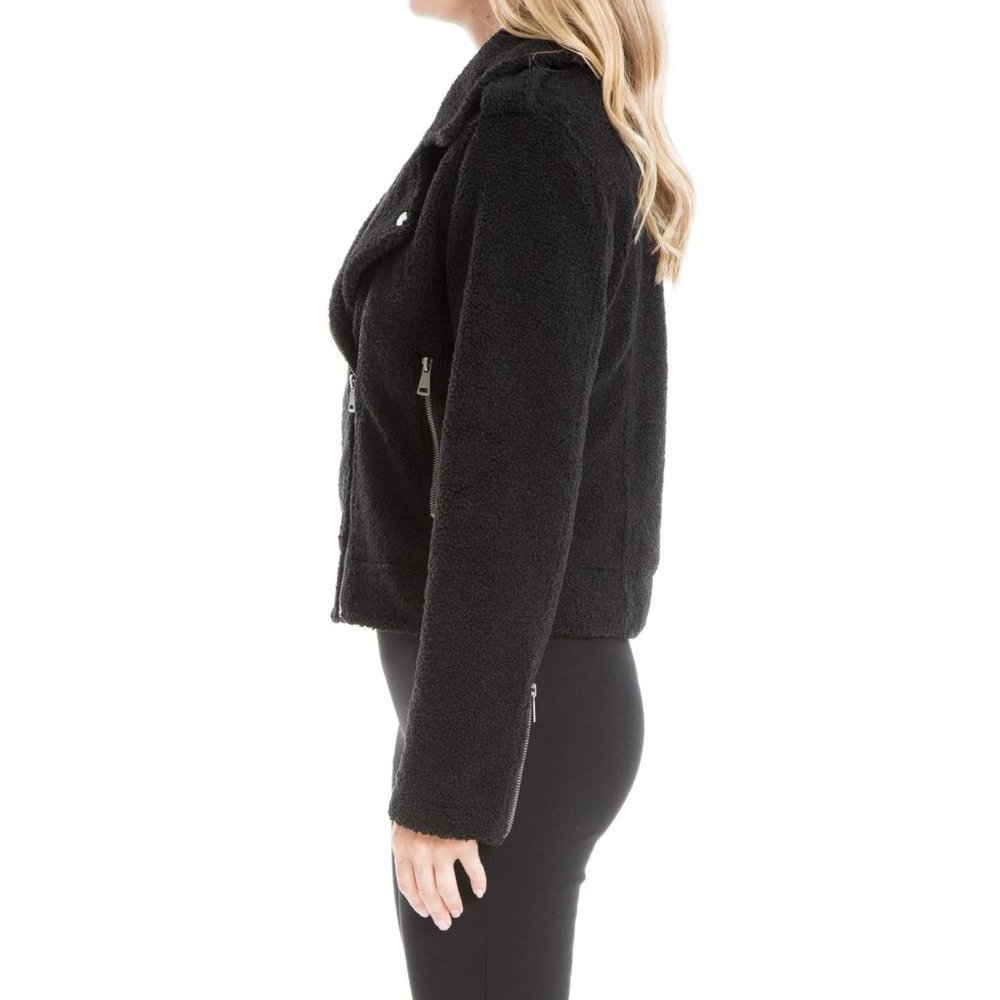 NWT Max Studio Asymmetrical Faux Fur Cozy Moto Jacket - Picture 2 of 8
